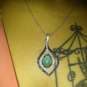 Effy | Blue Topaz Pendant w/14 kt w.g. necklace